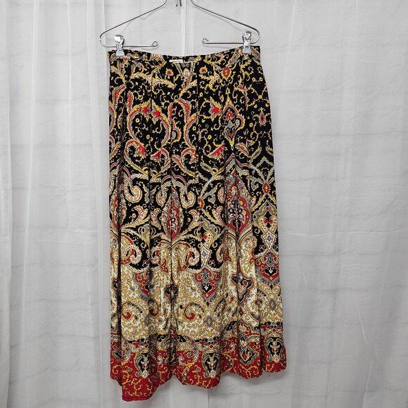 Vintage Susan Bristol Maxi Skirt Art Deco Wool Blend Pleated Red Black 12 - Picture 3 of 9